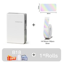 Niimbot-B18 열전사 라벨 스티커 프린터 리본 미니 메이커 애완 동물 종이 상업용 가정용 보관용, [09] B18-Silvery-1Roll