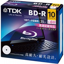 TDK 데이터용 블루레이 디스크 BD-R 25GB 1-6배속 화이트 와이드 프린터블 10장 팩 5mm 슬림 케이스 BRD25PWC10A