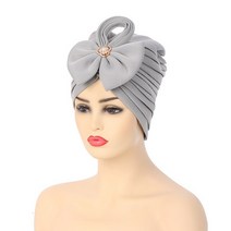키코이 캉가 트렌디 한 나비 넥여성 터번 모자 아프리카 Autogele Headtie 나이지리아 웨딩 Gele 이슬람 머리는 Headscarf 보닛을 래핑, [05] gray