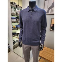 바쏘옴므 네이비 캐시미어 울 블렌드 카라 니트 티셔츠 WSX3WT69A -3990