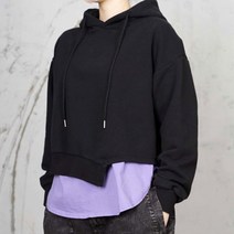 벅시루 여성 코너 언발 세미크롭 후드 맨투맨