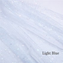 원단 반짝이 스타 인쇄 얇은 명주 그물 여자를위한 155cm 너비 여름 드레스 공주 수제 DIY 의류 장식 천 직물 강아지옷, 06 Light blue