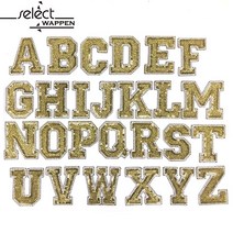 열접착식 와펜 황금스팽글 알파벳 모음 패치 다림질