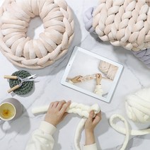 쉬운난이도 자이언트얀 실 쿠션 소품 가방 만들기 손뜨개 핑거니팅 뜨개질 12가지색상 500g 1kg, 8 - 옐로우