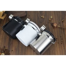 원두 가루 보관 분쇄 커피 스테인리스 소재 캐니스터 밀폐 용기 일자 기록 모던 북유럽풍 디자인, 화이트, 1.5L