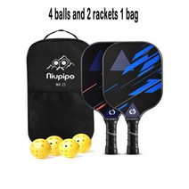 피클볼 라켓 크리켓 세트 PE 벌집 코어 표면 경량 장비 탄소 구성 4 볼 2 패들 1 백323935, A set