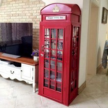 공중전화박스 장식장 책장 카페 레스토랑 바 장식소품, 도어와 투명 내구성 보드를 갖춘 1.5m