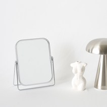 바이에스컴퍼니 미드센츄리 사각 탁상거울 철제 양면 거울 화장대거울 인테리어 소품, 크롬