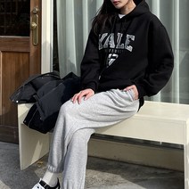 쉐얼유 여성 예일 나염 기모 오버핏 후드티