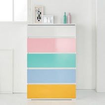 화이트 파스텔 어린이 5단 서랍장 80cm (6색) 멀티 선반 앤틱 정리함 앤티크 저렴한, 옐로우