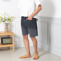 빈티지 구제 워싱 그라데이션 중청 블랙 진 청 반바지