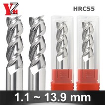 YZH 알루미늄 구리 가공 금속 커터용 카바이드 밀링 HRC55 CNC 포인트 직경 1.1mm ~ 3 플루트, 83 D11.2x30x12dx75L-3T
