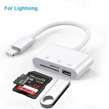 3 in 1 Type C/Lightning/Mirco to SD/TF 메모리 카드 리더기 Type C to SD 카드 리더기 OTG HUB 어댑터 for MacBook 카메라, 라이트닝 화이트