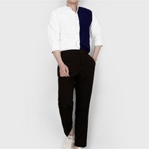 코지 남자 차이나 카라 배색 핏좋은 회사 상견례 빅사이즈 셔츠