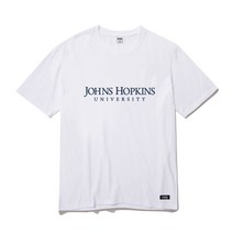 [유니버셜유니버시티] JOHNS HOPKINS 존스홉킨스 대학교 바이오워싱 반팔 티셔츠 커플 크루넥 흰색 화이트 WHITE 레터링 프린팅 아이비리그 라운드넥 티 (남여공용)