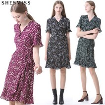 쉬즈미스 줄리아 플라워 랩오버 프릴 원피스