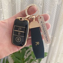 스이웨 기아 전차종 골드라인 tpu 스마트키케이스+골드키링+큐빅전화번호판, K1, 블랙