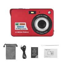 1080P 48MP 디지털 카메라 비디오 캠코더 흔들림 방지 8X 줌 2.7 인치 LCD 화면 스마일 캡처 어린이용 배터리 내장 십대, [03] Red, [04] Add 64GB Card