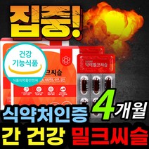 [식약처 인증] 간 건강 도움 밀크씨슬 밀크시슬 밀크시스 밀크티슬 추출물 실리마린 실리마리 비타민 B2 B6 B12 L 아르지닌 타우린 셀레늄 도라지 영지버섯 표고버섯 추출분말, 1개, 4개월 / 2개