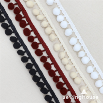 1마/90cm) 폼폼이 레이스 방울레이스 솜방울(소) 26컬러 2.3cm, 아이보리