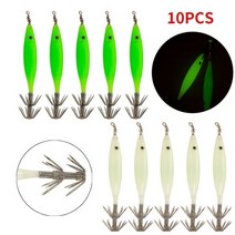 10 5Pcs 8cm 4g 빛나는 새우 오징어 지그 후크 바다 하드 미끼 낙지 나무 리그 낚시 태클 인공, 10Pcs Fishing Lures 3, CHINA