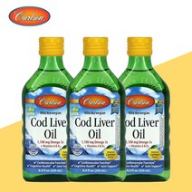 칼슨랩스 노르웨이산 오메가3 코드리버오일 레몬맛 250ml 대구간유 3개