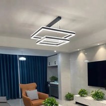 LED펜던트 사각형 LED 샹들리에 현대적인 럭셔리 디자인 홀 및 거실 북유럽 미니멀리스트 스타일 다이닝 룸 램프 펜던트 천장 조명, 7.Gold - 110V - White light
