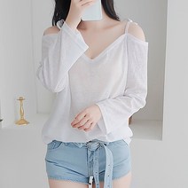 숄더 오픈 스트랩 티셔츠 3컬러