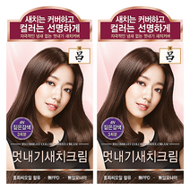 려 우아채 멋내기 새치크림 염색약 120g 1+1 흰머리염색 부분염색 뿌리염색, 4N 짙은갈색, 2개