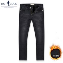 핫코드 겨울용 남자 스판 본딩 블랙진 기모 청바지 HC035