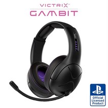 PDP 빅트릭 갬빗 블랙 무선 유선 게이밍 헤드셋 마이크 부착 - 플레이스테이션 PS4 PS5 - E 스포츠-레디 프로 오디오 노이즈 캔슬링 마이크로폰 울트라-컴포트 오버, PlayStation