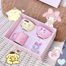 귀여운 캐릭터 산리오 마이멜로디 밥그릇 캐릭터 식기세트 귀여운 토끼 머그컵, 멜로디 5종 세트(선물상자 포함)