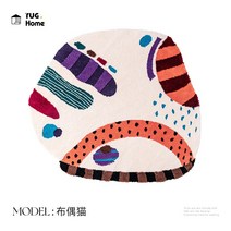 불규칙한 원형 카펫 침실 휴대품 보관소 의자 바닥 매트 어린이 방 크리 에이 티브 플로어 매트 거실 플러시 고양이 느낌