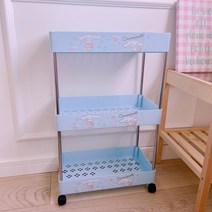 욕실 화장실 선반 Cinnamoroll-마이 멜로디 헬로 키티 만화 귀여운 3 층 바닥 랙 애니메이션 Sanrioed Kawaii 작은 카트 보관, [02] Cinnamoroll, 01 3 floors
