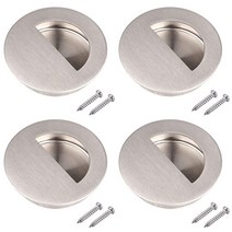 미국발송 Wolfride 4피스 라운드 매입형 도어 핸들 플러시 슬라이딩 풀 포켓 옷장 손잡이 핑거 캐비닛 서랍 도어용 실버149527