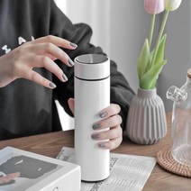 보온 보냉 스마트 터치 LED 온도표시 차망 텀블러 보온병 460ml, LED텀블러_블랙