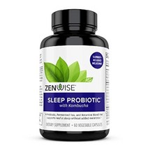 Probiotics + Sleep 멜라토닌 없는 수면 진정 및 소화 지원 임상적으로 입증 된 DE111 Probiotic 타르트 체리 발레리안뿌리 및 마그네슘 60정, 뷰티 프로바이오틱스