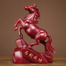 개업 공예 기념 나무 말 선물 승진 장식품 적토마 조각 조각상 집들이 축하 트로이 풍수 행운 홈 회사 흑마, BE.정밀붉은꽃배일마당선-길이70cm