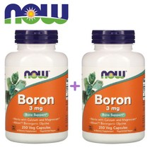 (1+1) 나우푸드 붕소 보충제 보론 Now Foods Boron 3mg 미량 미네랄 250 베지캡슐 2팩