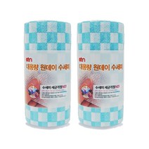 호정스토어 원데이 수세미 60매입 2개 일회용 롤수세미, ETN 체크블루 2개
