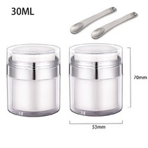 스텐진공쌀통 쌀저장 쌀보관 진공쌀통10kg 빈 에어리스 펌프 병 리필 가능 아크릴 크림 진공 메이크업 로션 화장품용 휴대용 사이즈 용기 15 30 50, 2pcs 30ml with spoon