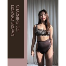 [누디즐 폴웨어] 차밍세트 레오파드 브라운 이그조틱 폴댄스 바디프로필 의상 호피