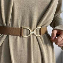여성 프리사이즈 원피스 코디 골드 리본 버클 3cm 스판 밴딩 포인트 벨트