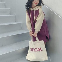 유블리 여아 따뜻한 기모안감 후드 롱 원피스 로월