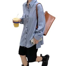 러블로어 원포켓 스트라이프 롱 셔츠