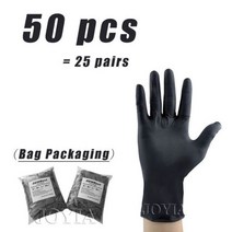 녹색 일회용 장갑 안전 시험 니트릴 다목적 방수 가정용 식품 심기 농업 작은 100, Black-50 pcs_XS