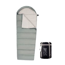 SAIVEINA 사계절용 아웃도어 캠핑 여행 다용도 스트라이프 보온 방풍 프리미엄 충전재 경량 침낭, 그린, 1개