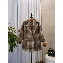 [겨울신상 무배] 뷰지 컬러 비비드 체크 더블 자켓 겨울 하프 코트