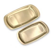 티타늄 타원접시(24종) 2size-브런치 디저트 카페 낮은 골드컬러 접시