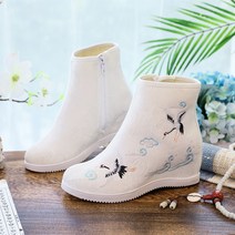 자수 키높이 한복 신발 스트랩 통굽 전통 색동 라운드 펌프스 예식 사각 쿠션